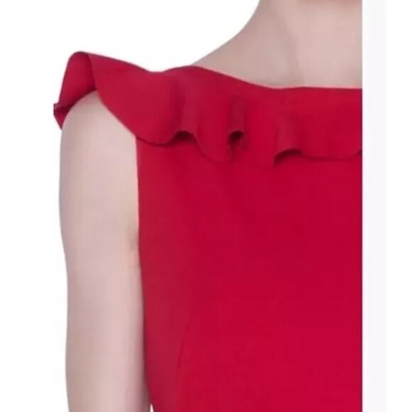 Akris Punto Jersey Sleeveless Ruffle Dress Size 6 US in Red NWT - Picture 6 of 8